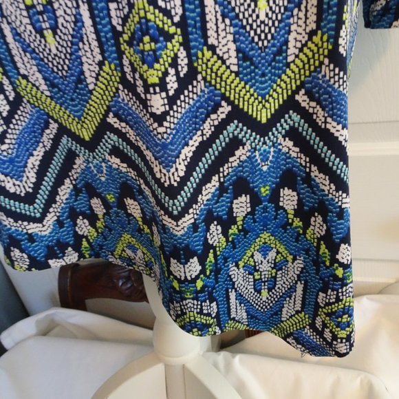 Alfred Dunner Plus Size XL Geometric Tunic Top-New-Sleeve Open Cutwork - Picture 4 of 9